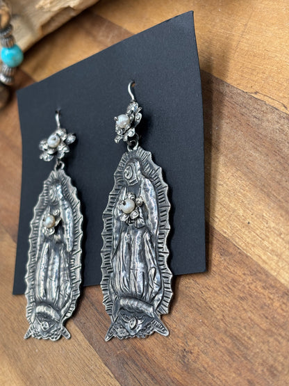 Blessed Mary Mother of Pearl Earrings by Federico Jimenez