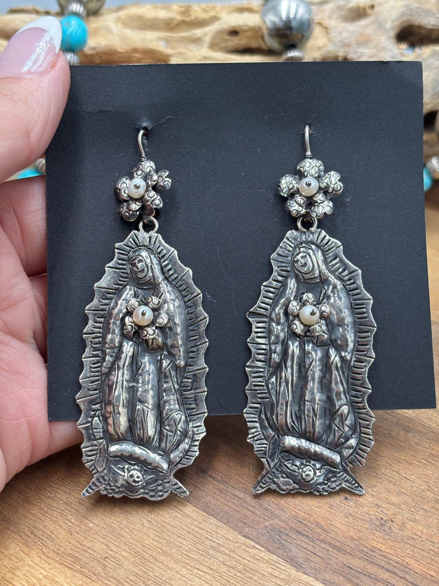 Blessed Mary Mother of Pearl Earrings by Federico Jimenez