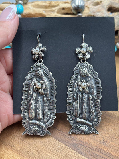 Blessed Mary Mother of Pearl Earrings by Federico Jimenez