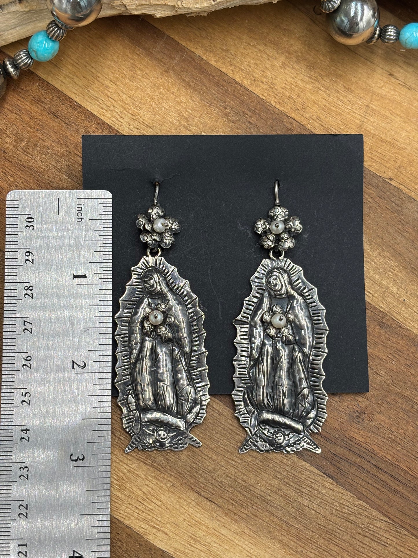 Blessed Mary Mother of Pearl Earrings by Federico Jimenez