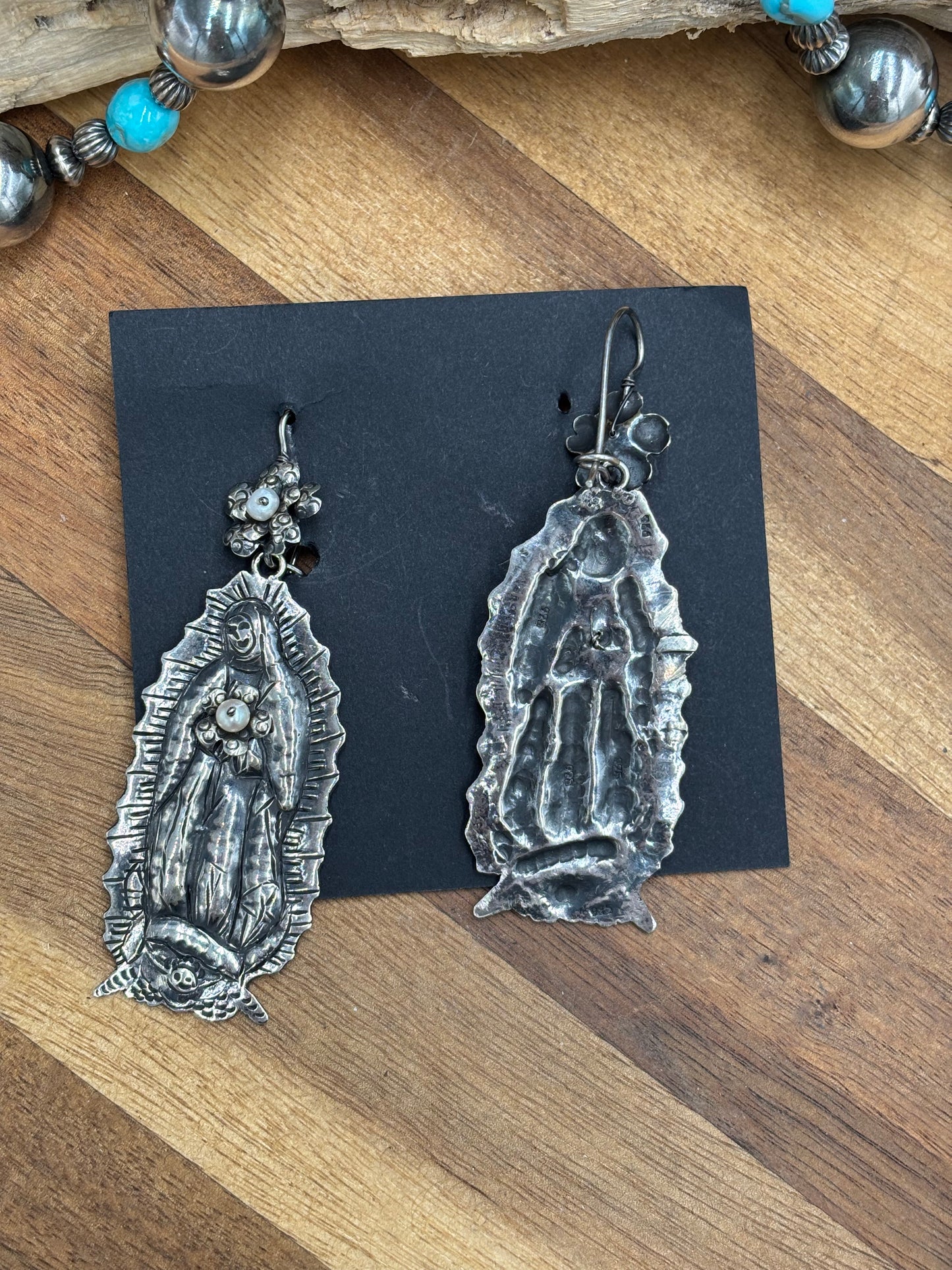 Blessed Mary Mother of Pearl Earrings by Federico Jimenez