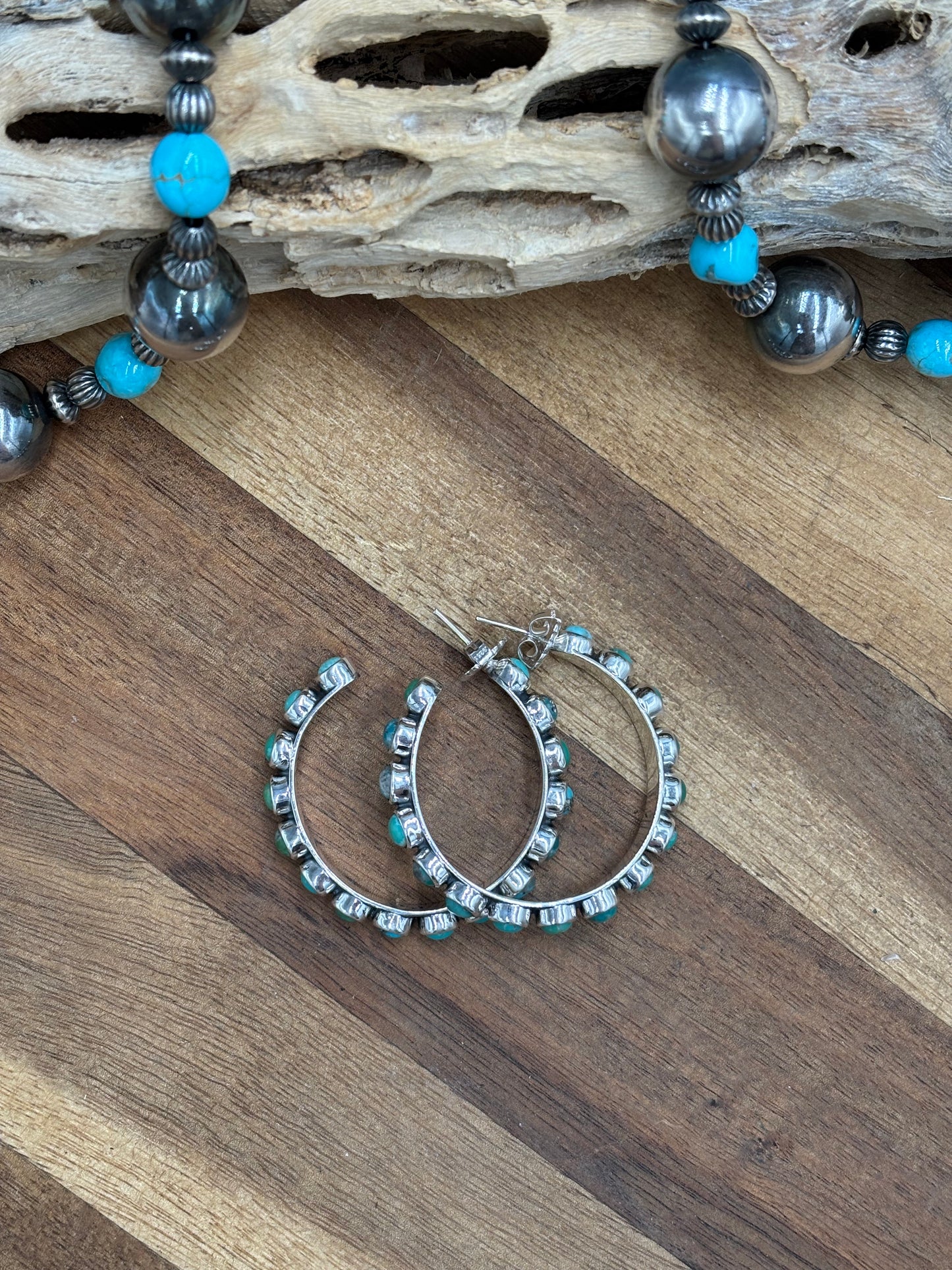 Turquoise Hoop Earrings #93 by Federico Jimenez