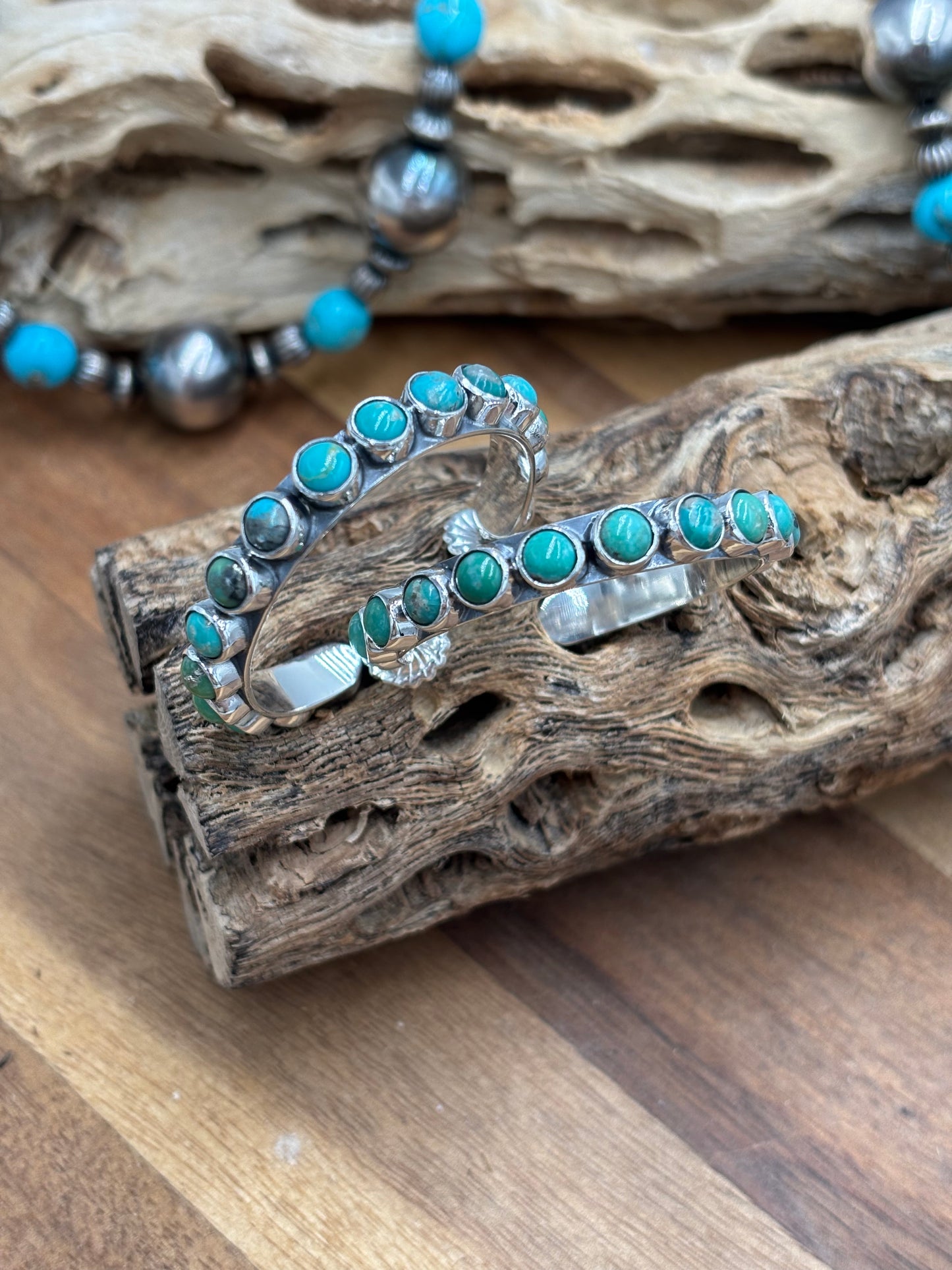 Turquoise Hoop Earrings #93 by Federico Jimenez