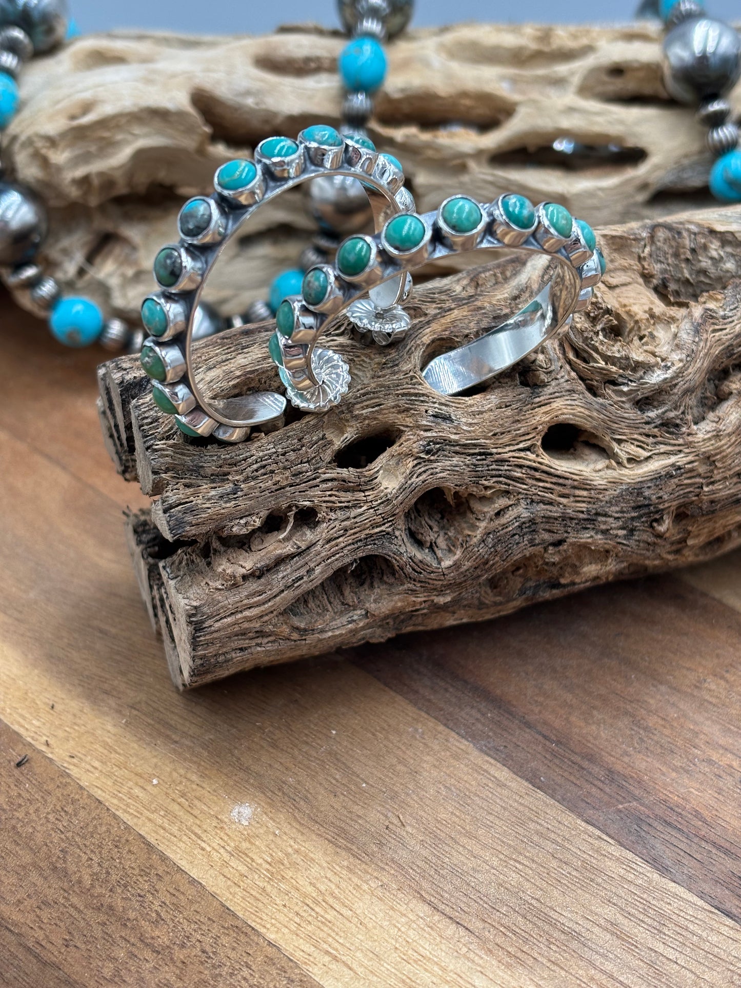 Turquoise Hoop Earrings #93 by Federico Jimenez