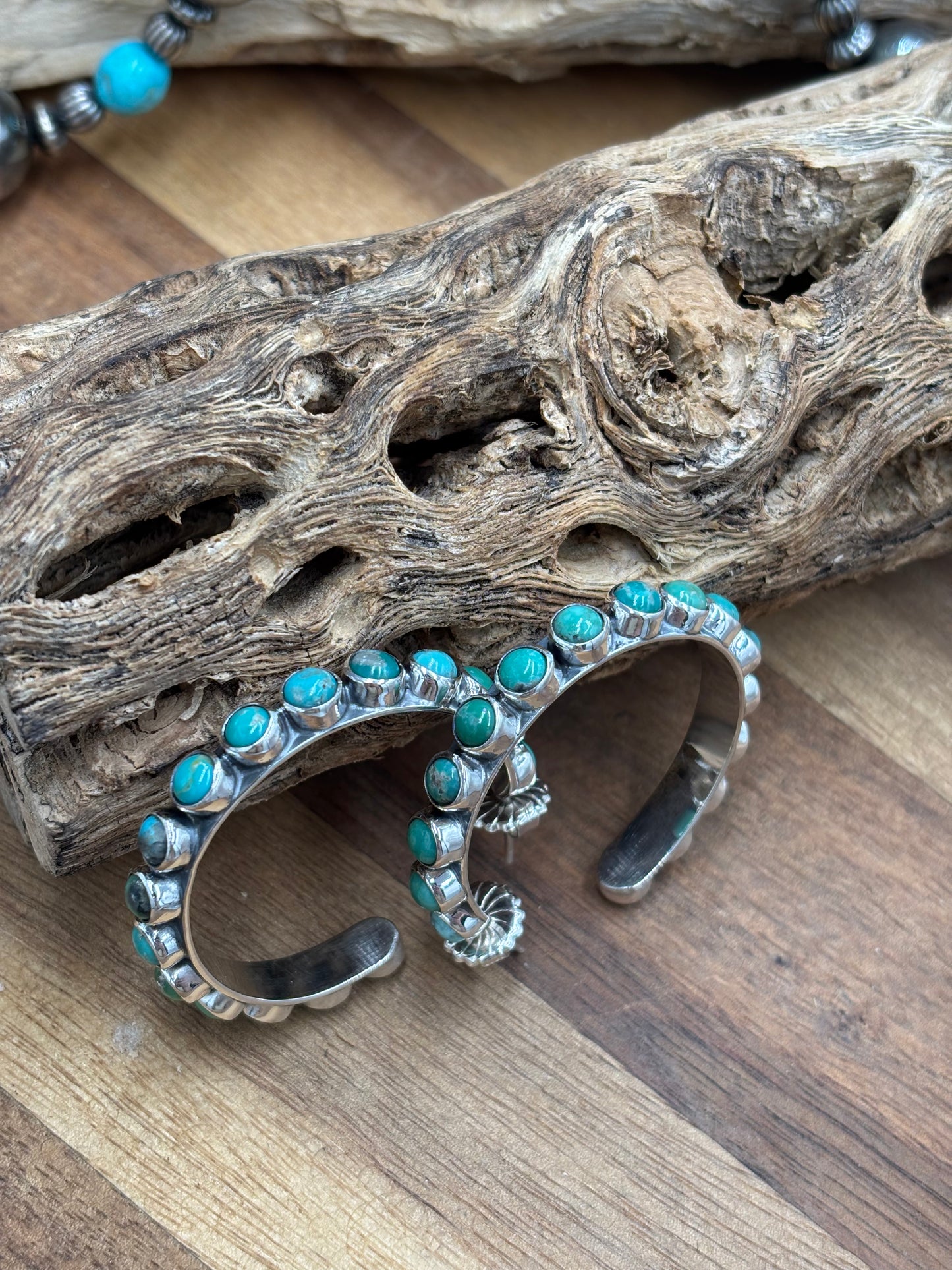 Turquoise Hoop Earrings #93 by Federico Jimenez