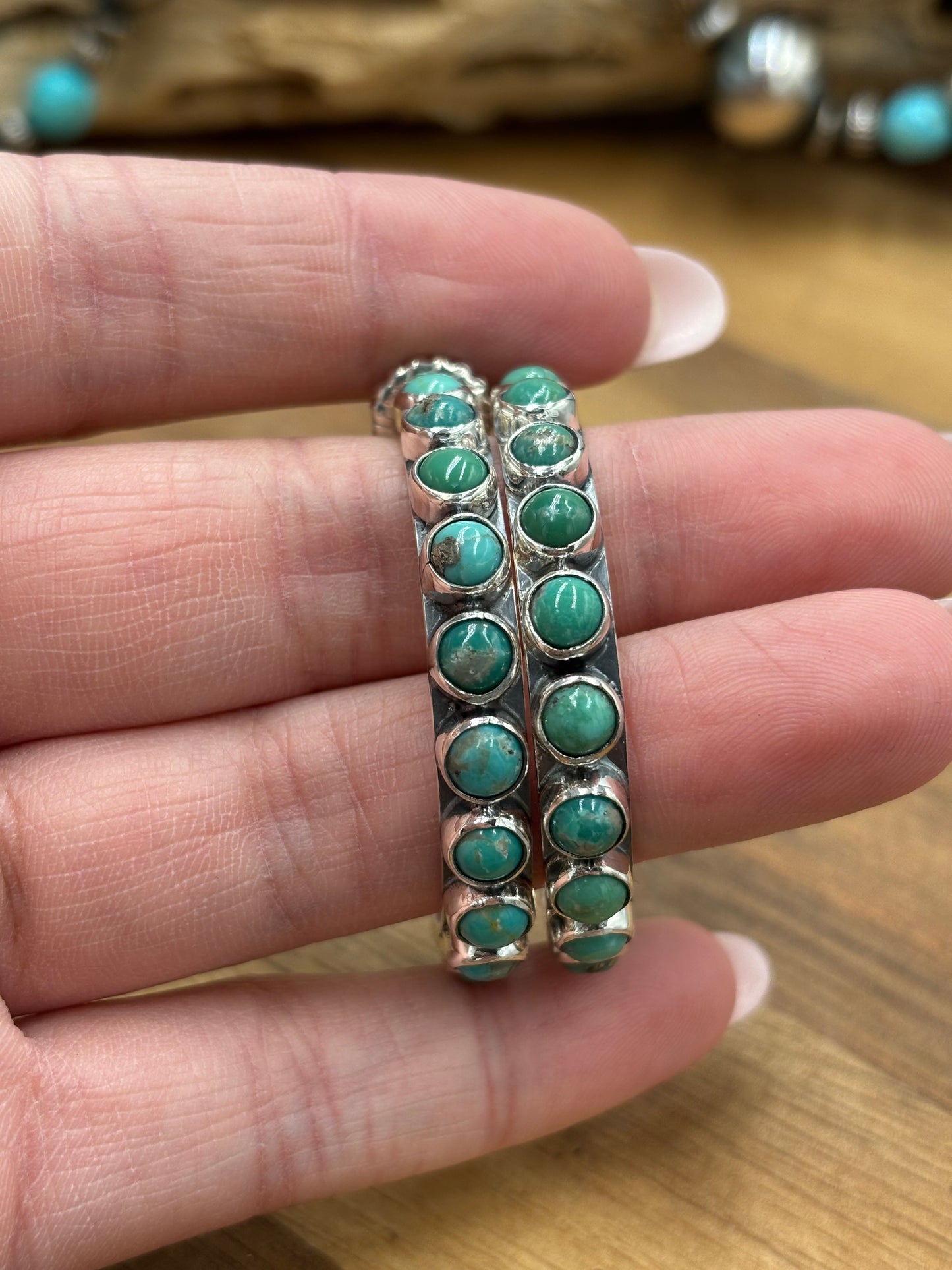 Turquoise Hoop Earrings #93 by Federico Jimenez