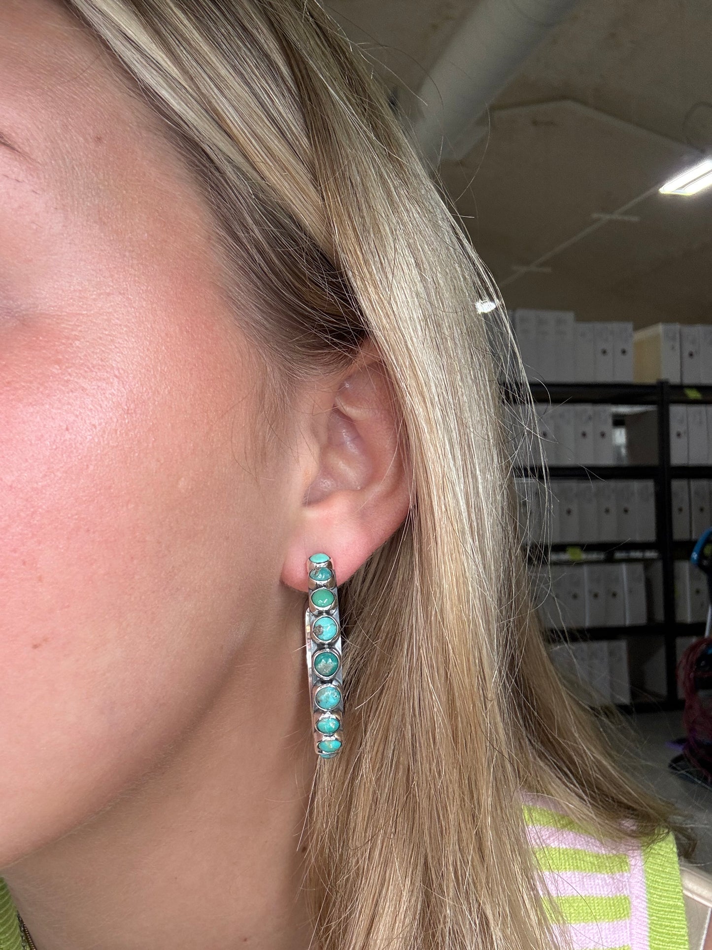 Turquoise Hoop Earrings #93 by Federico Jimenez