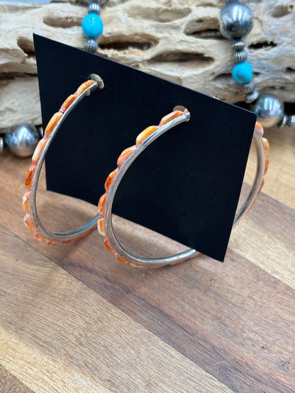 Light Orange Spiny XL Hoop Earrings #48 by Federico Jimenez