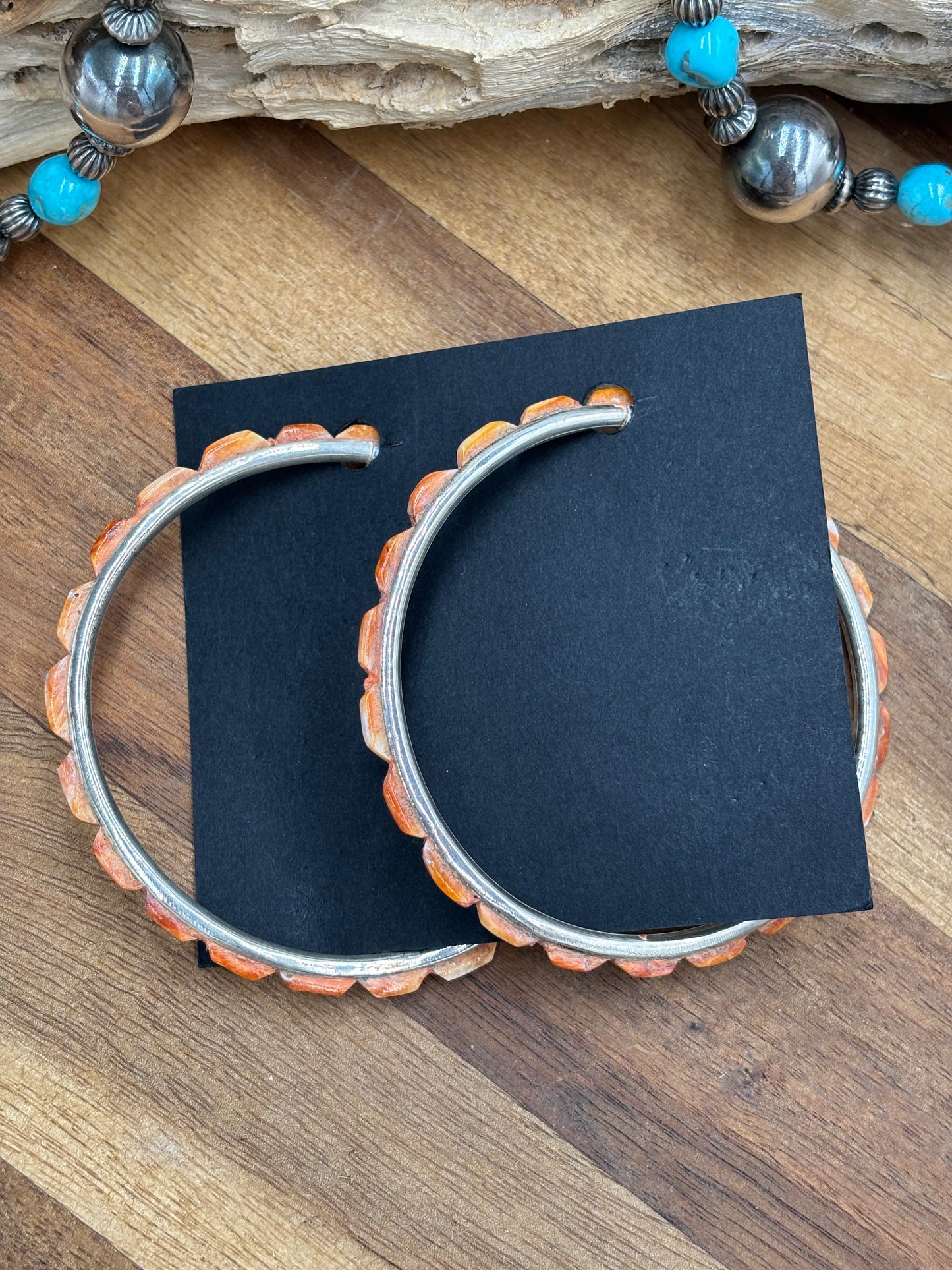 Light Orange Spiny XL Hoop Earrings #48 by Federico Jimenez