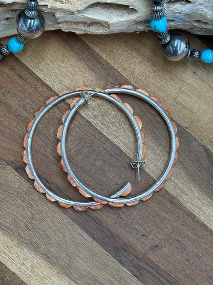 Light Orange Spiny XL Hoop Earrings #48 by Federico Jimenez