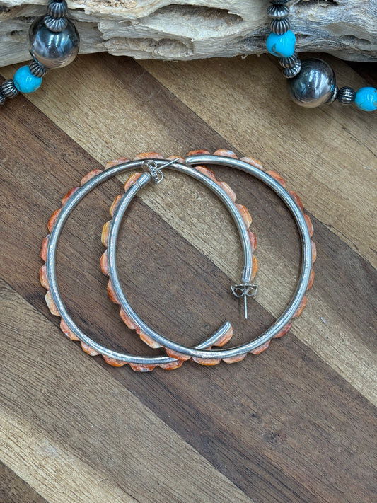Light Orange Spiny XL Hoop Earrings #48 by Federico Jimenez