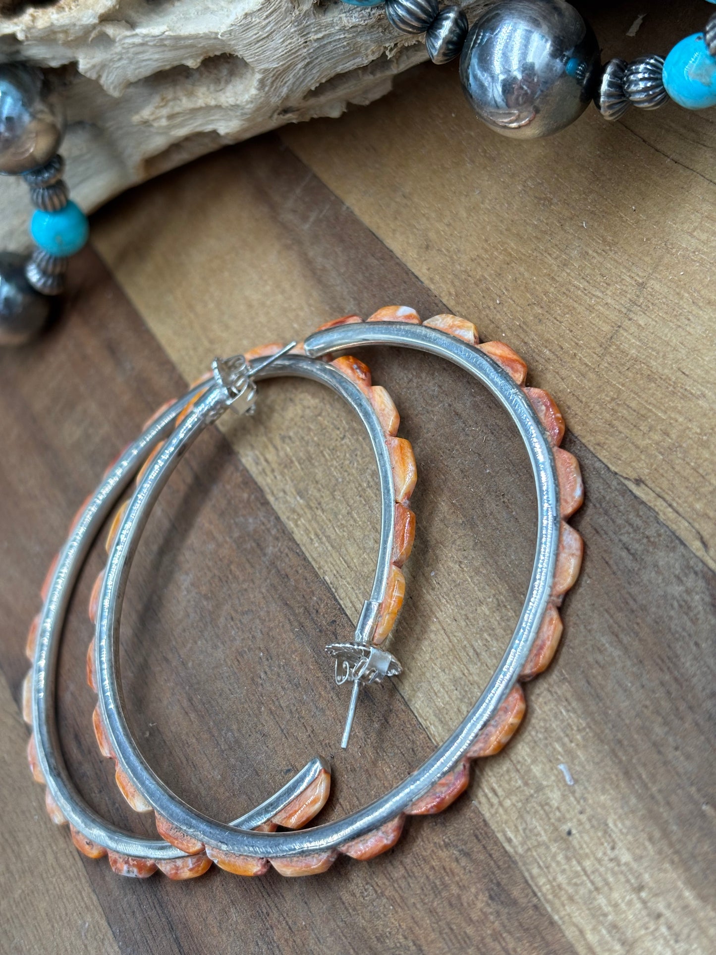 Light Orange Spiny XL Hoop Earrings #48 by Federico Jimenez