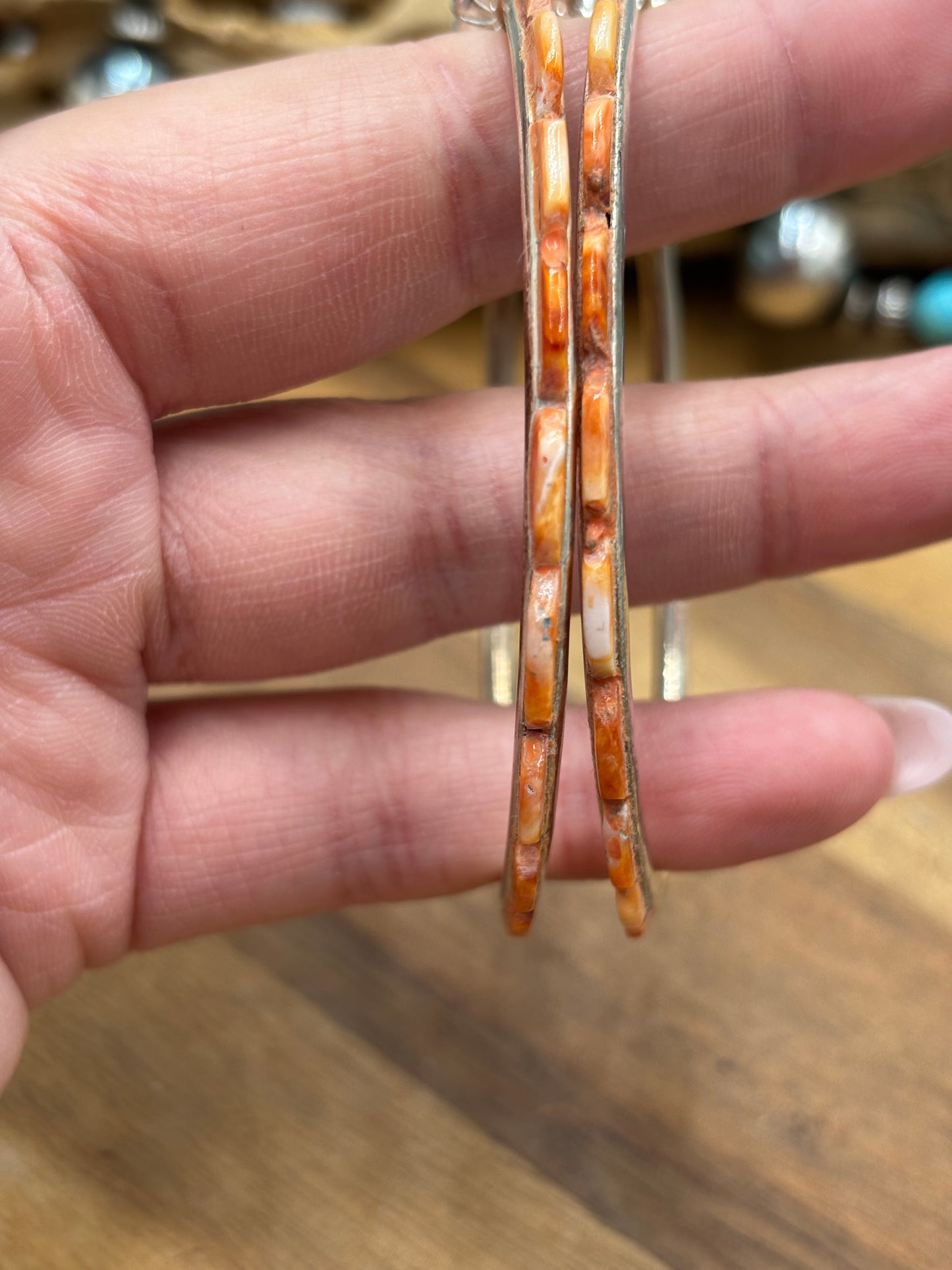 Light Orange Spiny XL Hoop Earrings #48 by Federico Jimenez