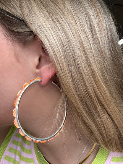 Light Orange Spiny XL Hoop Earrings #48 by Federico Jimenez