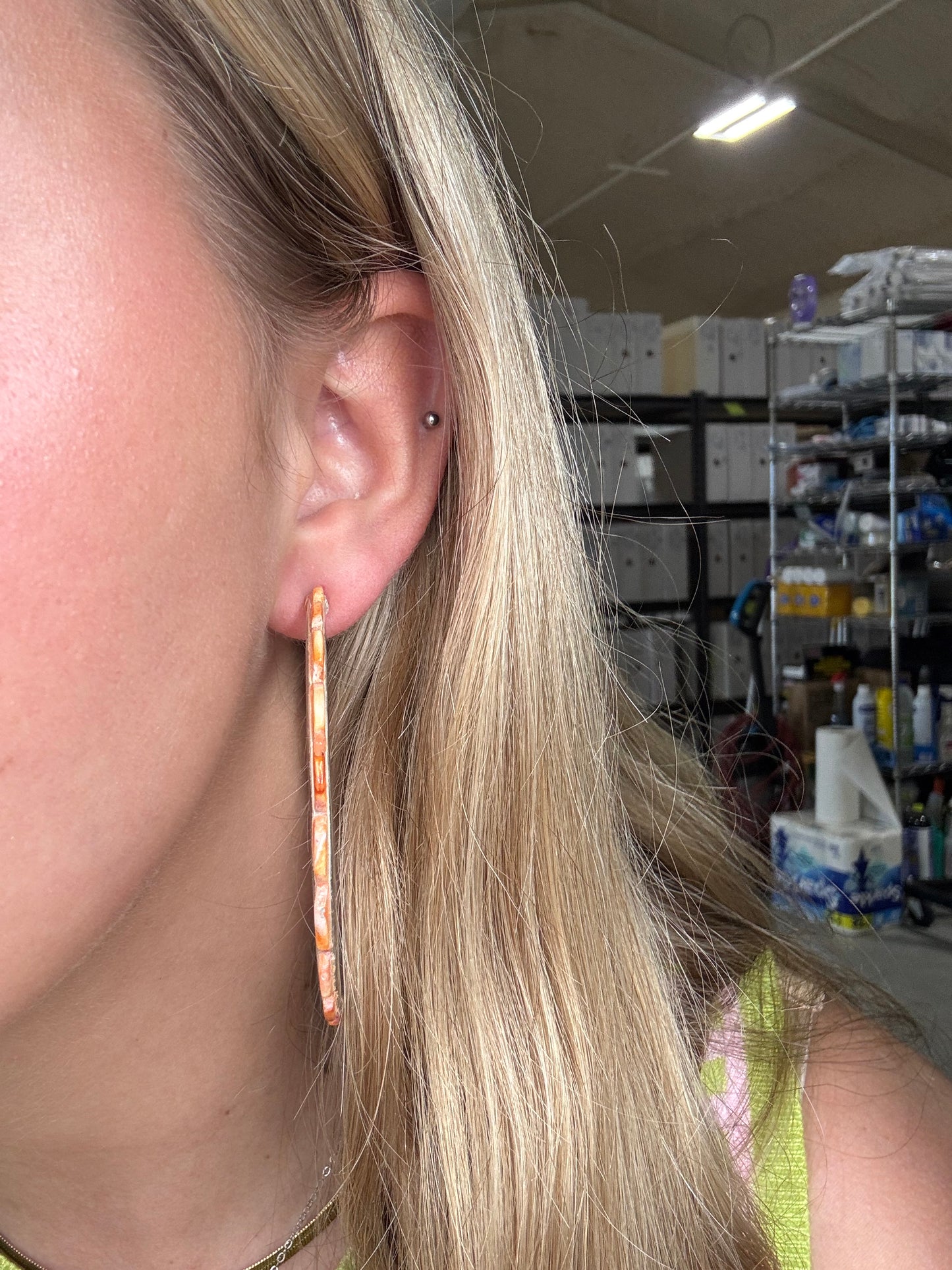 Light Orange Spiny XL Hoop Earrings #48 by Federico Jimenez