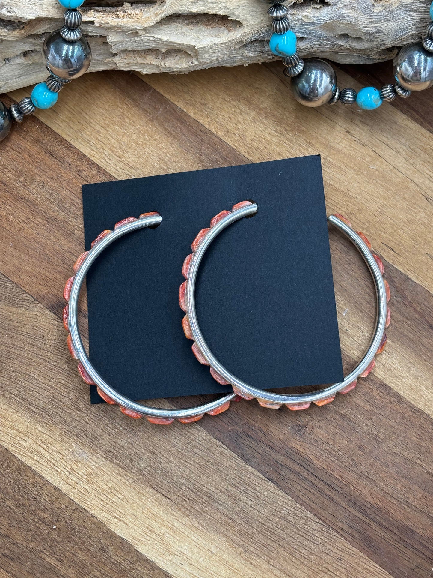 Dark Orange Spiny XL Hoop Earrings #48 by Federico Jimenez