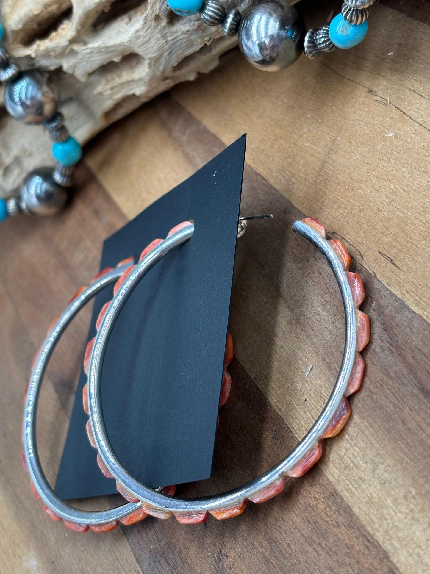 Dark Orange Spiny XL Hoop Earrings #48 by Federico Jimenez