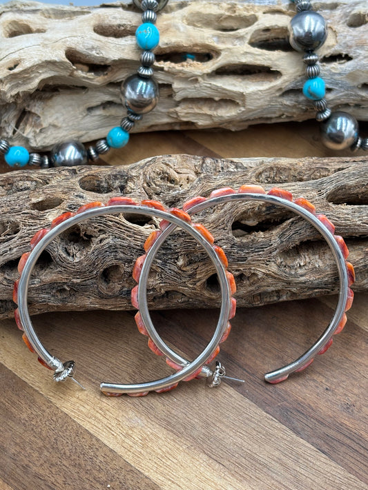 Dark Orange Spiny XL Hoop Earrings #48 by Federico Jimenez