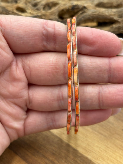 Dark Orange Spiny XL Hoop Earrings #48 by Federico Jimenez