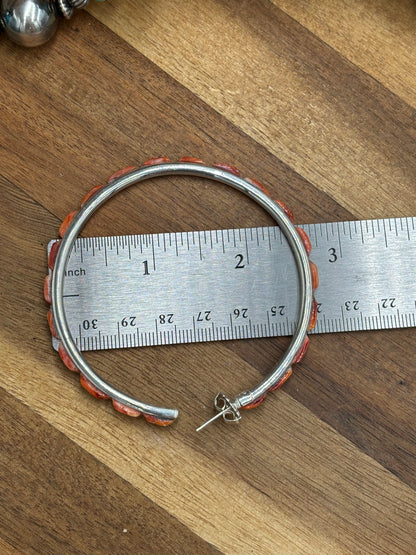 Dark Orange Spiny XL Hoop Earrings #48 by Federico Jimenez