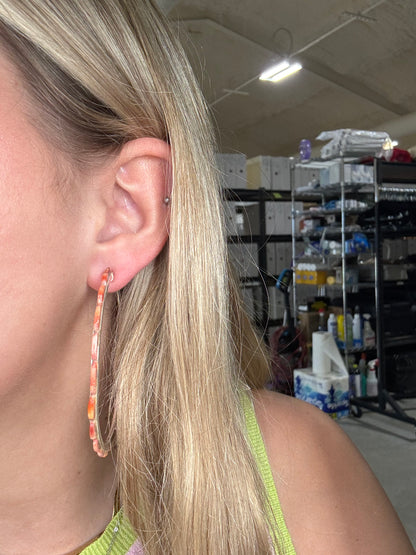 Dark Orange Spiny XL Hoop Earrings #48 by Federico Jimenez