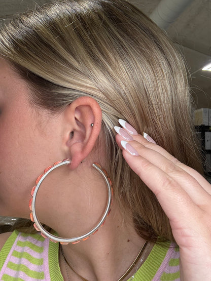 Dark Orange Spiny XL Hoop Earrings #48 by Federico Jimenez