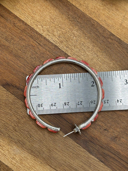 Red Spiny Hoop Earrings #56 by Federico Jimenez