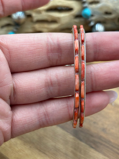 Red Spiny Hoop Earrings #56 by Federico Jimenez