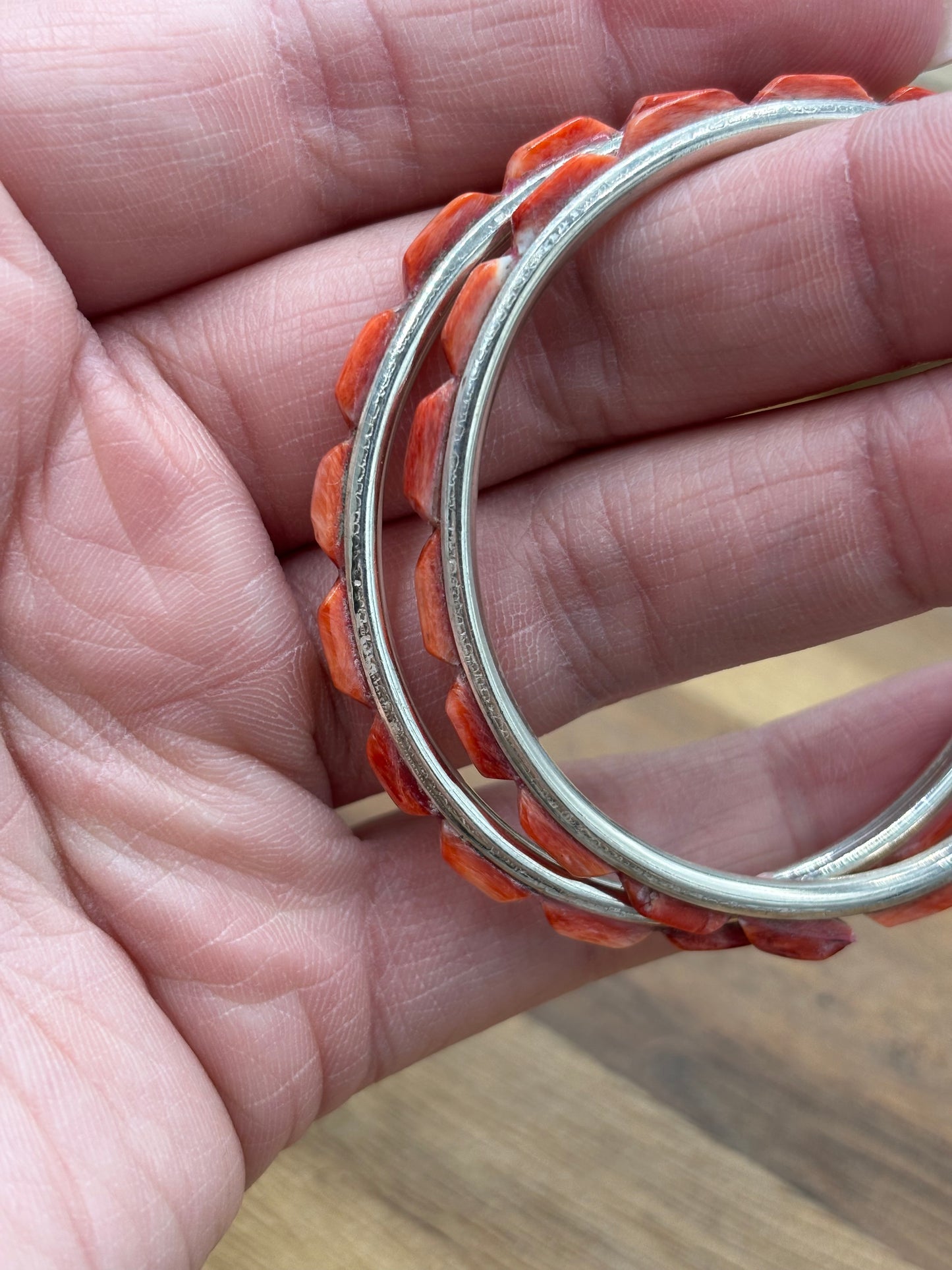 Red Spiny Hoop Earrings #56 by Federico Jimenez