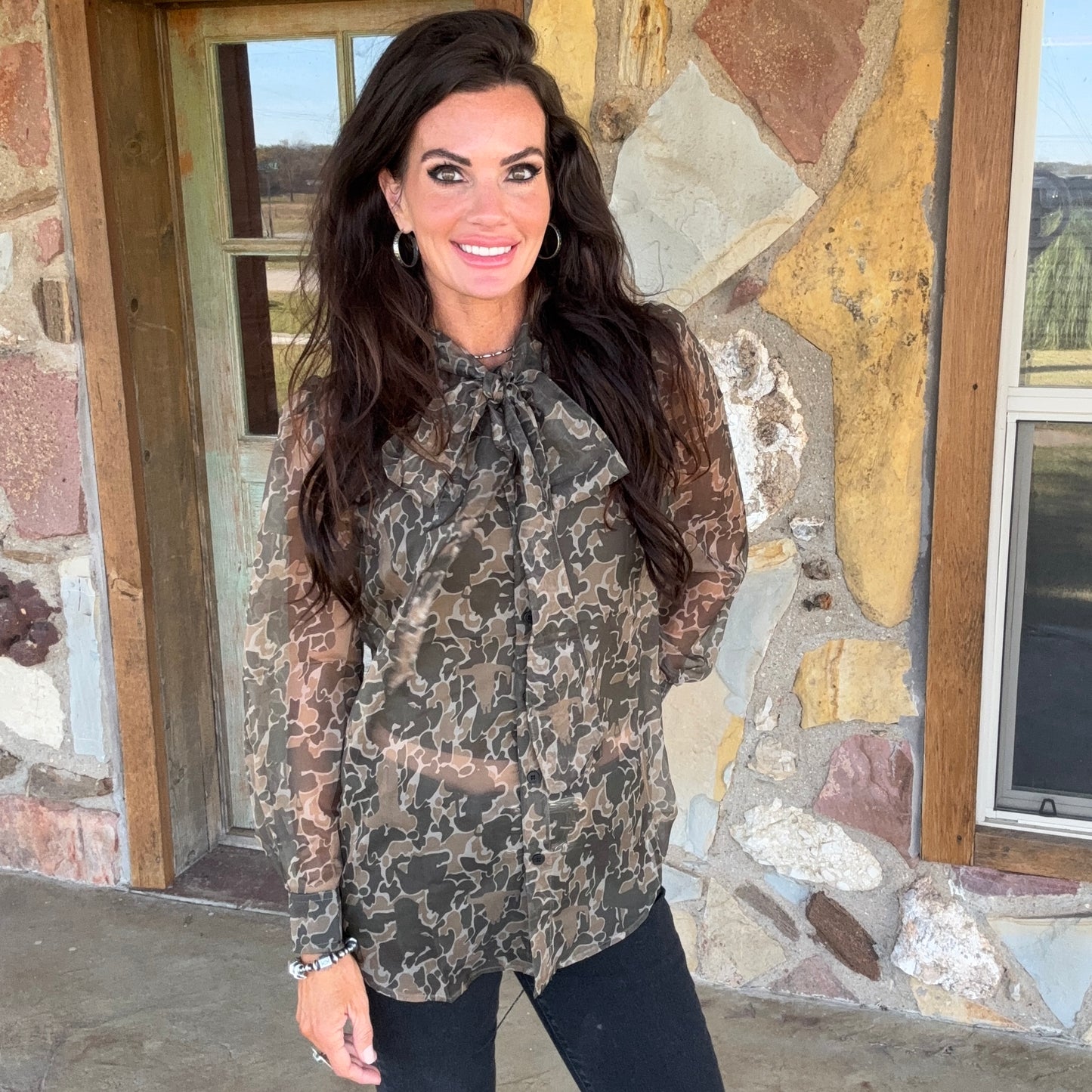 Cowgirl Camo Sheer Blouse
