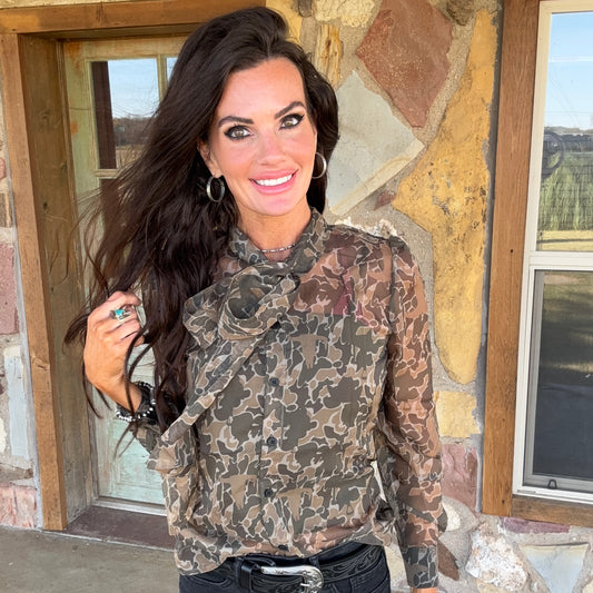 Cowgirl Camo Sheer Blouse