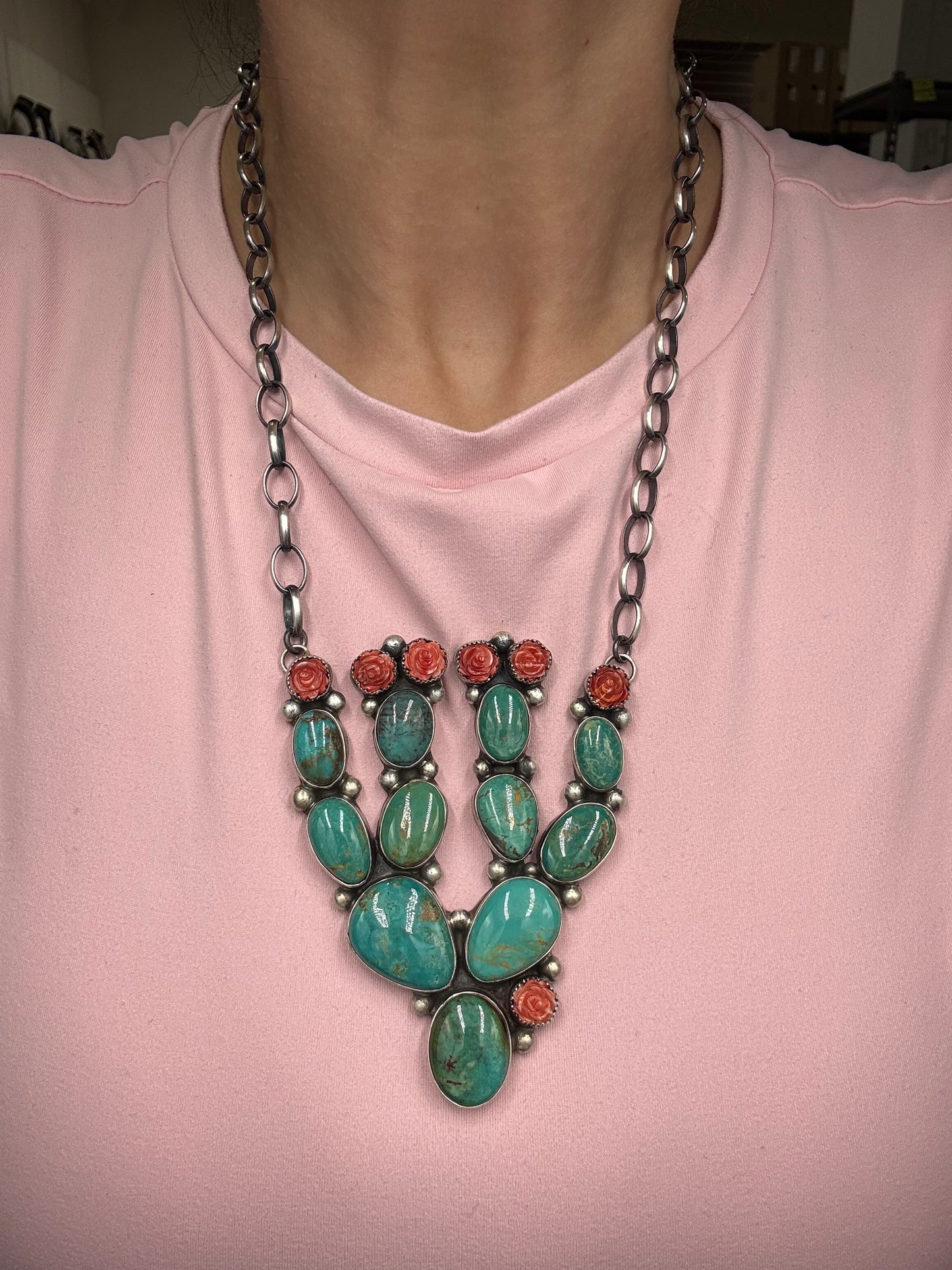 Turquoise & Spiny Cactus by Kathleen Livingston, Navajo