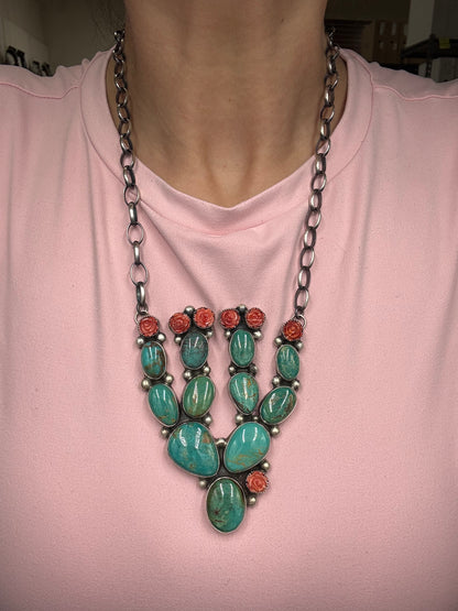 Turquoise & Spiny Cactus by Kathleen Livingston, Navajo