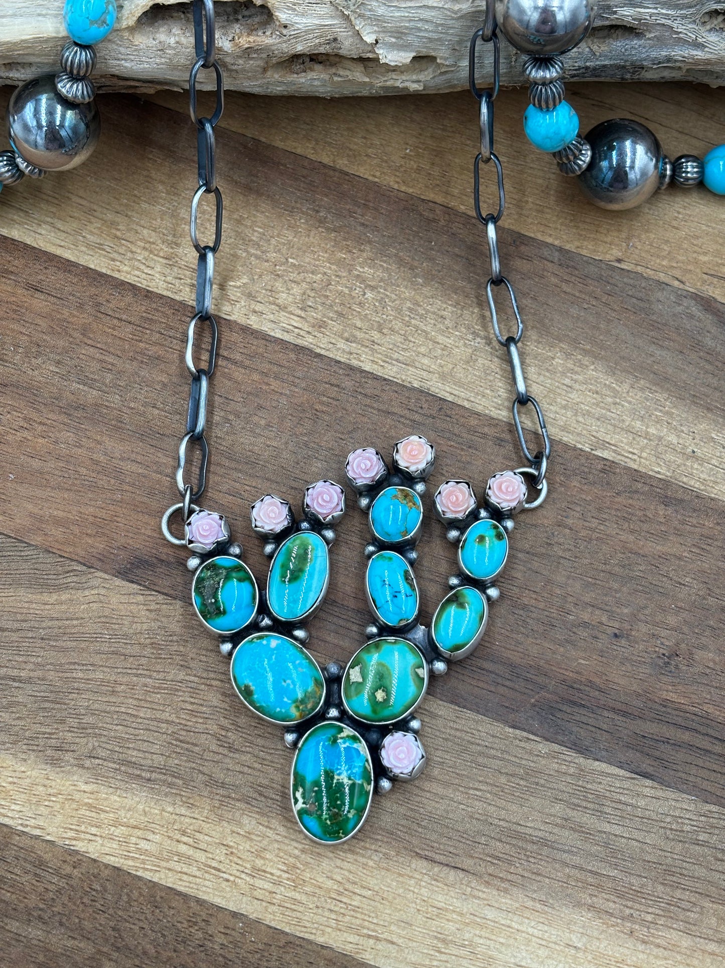 Turquoise & Pink Conch Cactus by Veronica Lee, Navajo