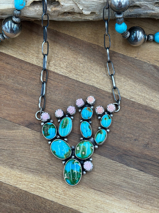 Turquoise & Pink Conch Cactus by Veronica Lee, Navajo