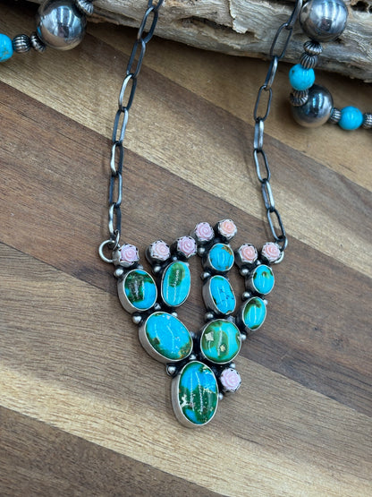 Turquoise & Pink Conch Cactus by Veronica Lee, Navajo
