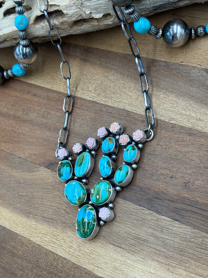 Turquoise & Pink Conch Cactus by Veronica Lee, Navajo