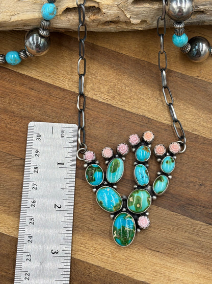 Turquoise & Pink Conch Cactus by Veronica Lee, Navajo