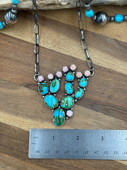 Turquoise & Pink Conch Cactus by Veronica Lee, Navajo