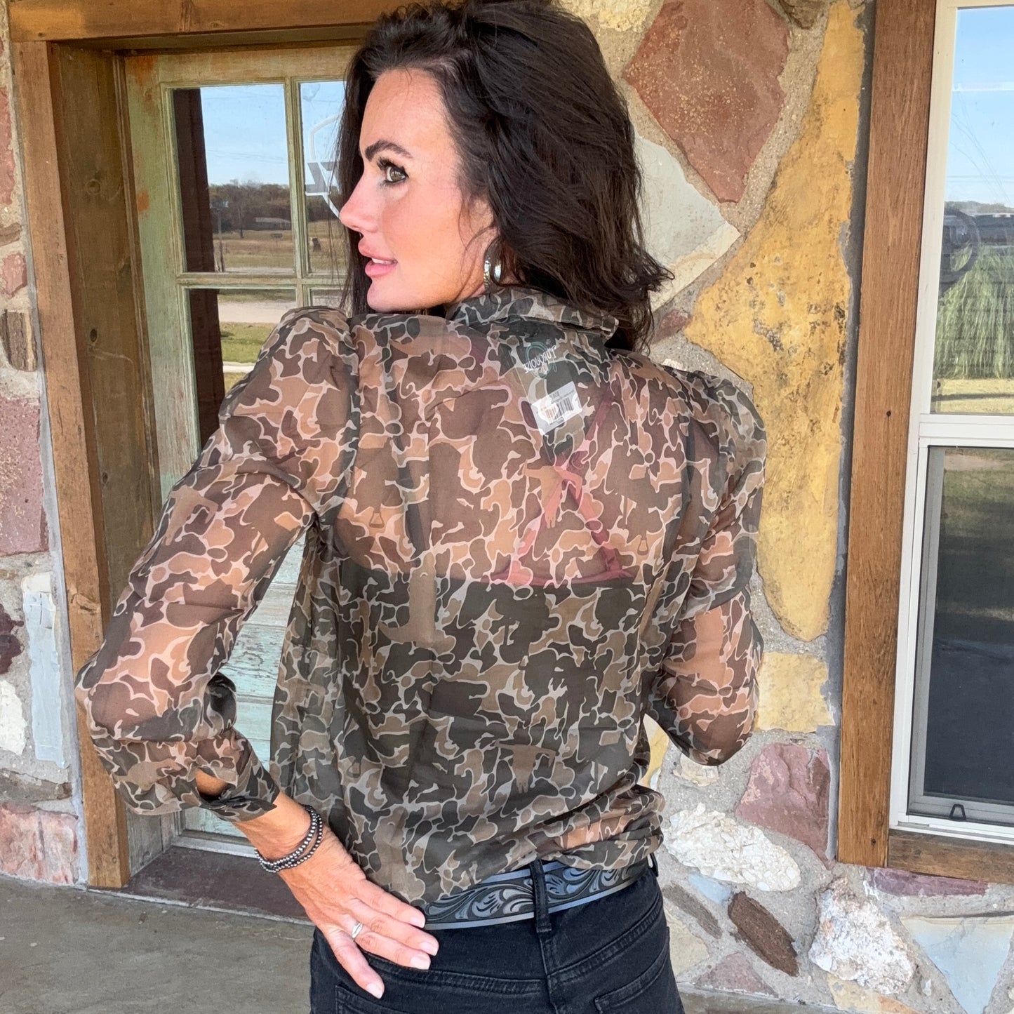 Cowgirl Camo Sheer Blouse