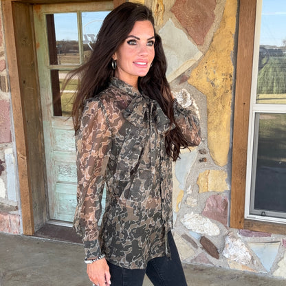 Cowgirl Camo Sheer Blouse