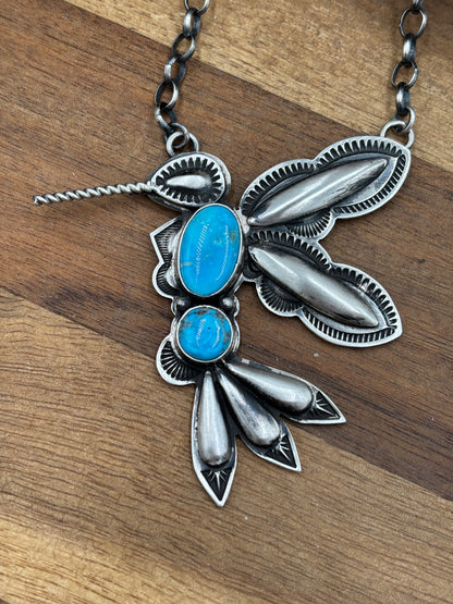 Turquoise #2 Hummingbird Necklace by Charles Johnson, Navajo