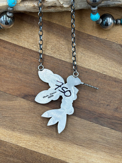 Turquoise #2 Hummingbird Necklace by Charles Johnson, Navajo