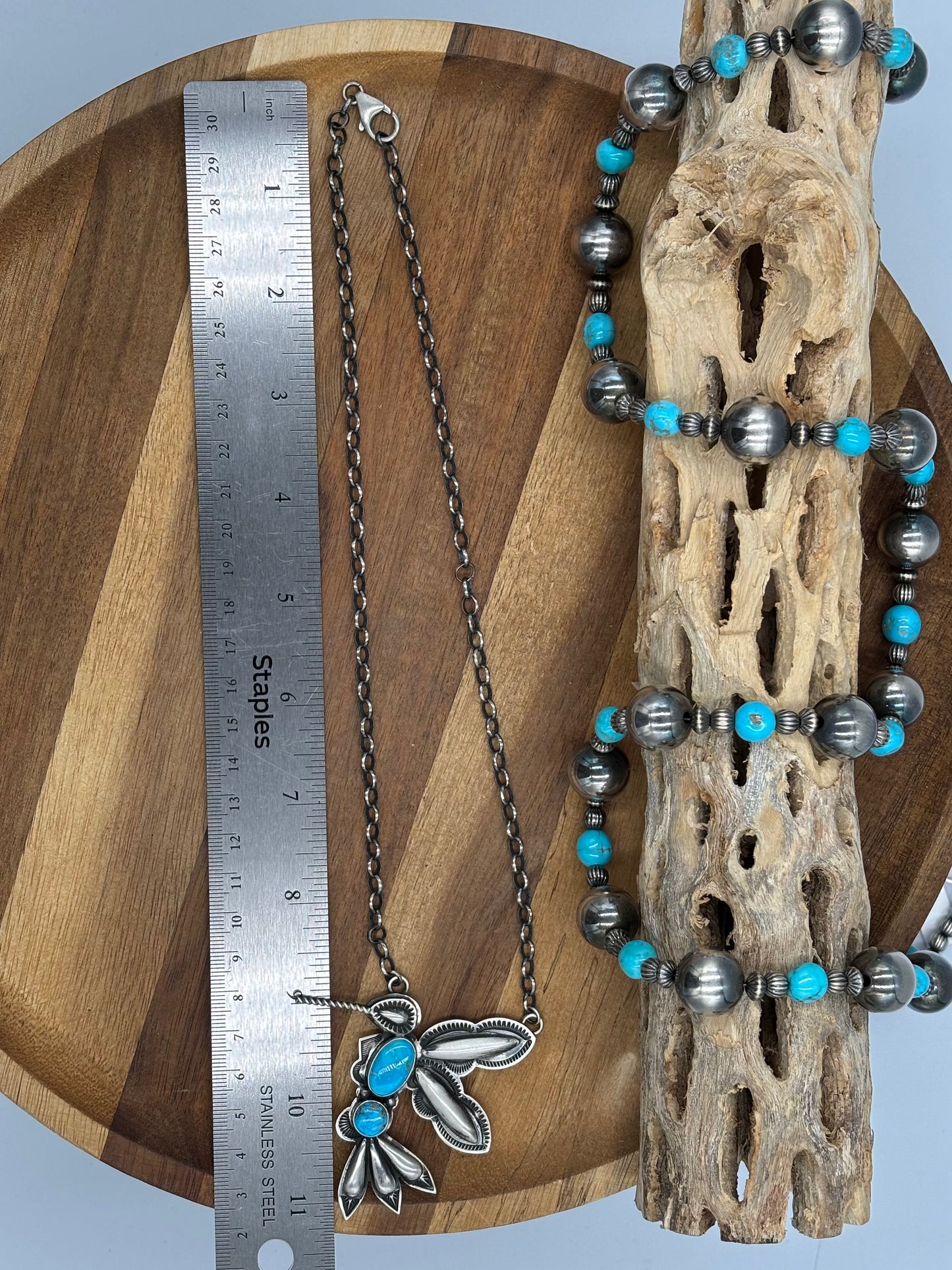 Turquoise #2 Hummingbird Necklace by Charles Johnson, Navajo