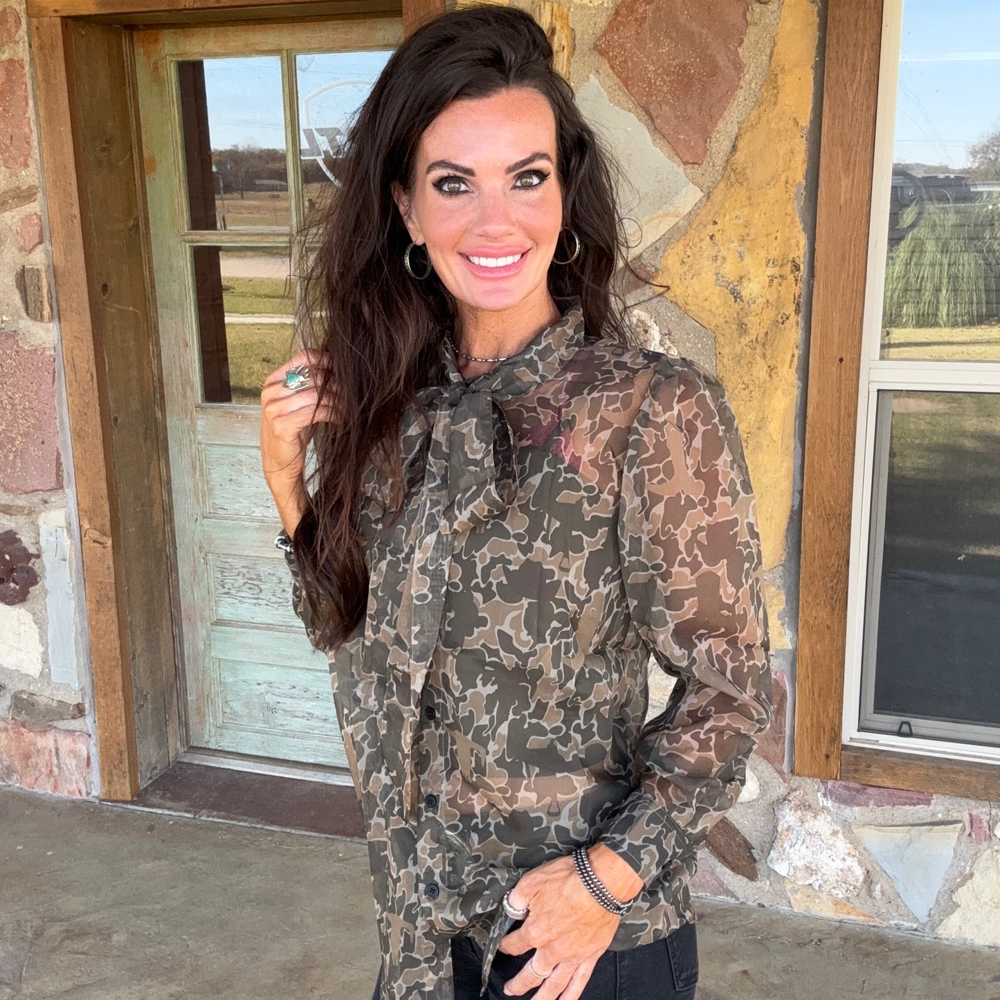Cowgirl Camo Sheer Blouse