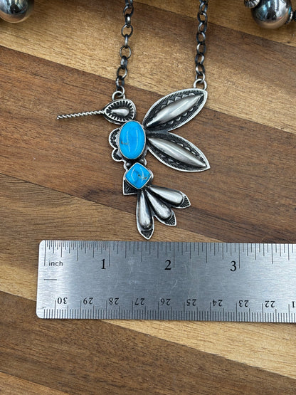 Turquoise #3 Hummingbird Necklace by Charles Johnson, Navajo
