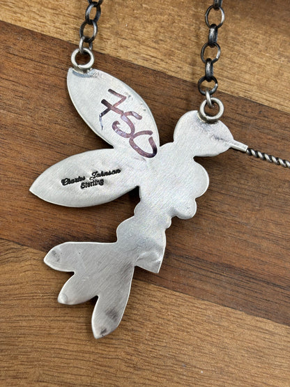 Turquoise #3 Hummingbird Necklace by Charles Johnson, Navajo