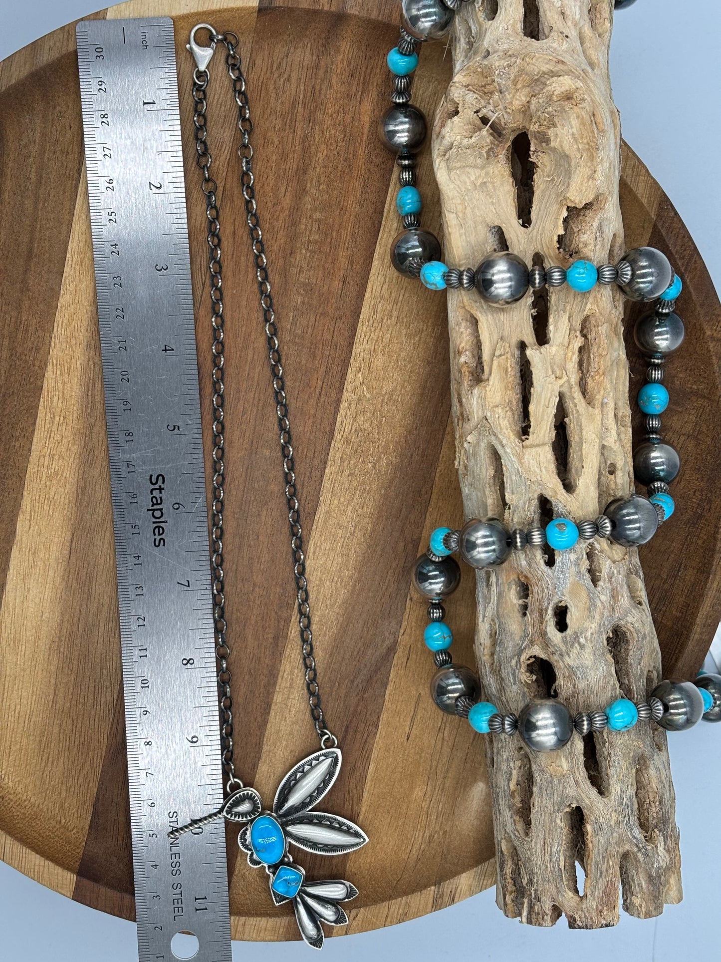 Turquoise #3 Hummingbird Necklace by Charles Johnson, Navajo