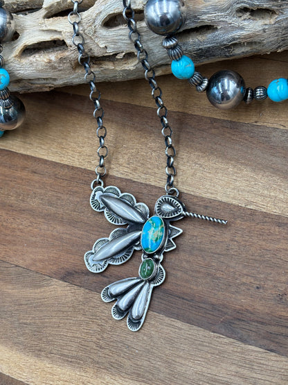 Sonoran Gold Turquoise #4 Hummingbird Necklace by Charles Johnson, Navajo
