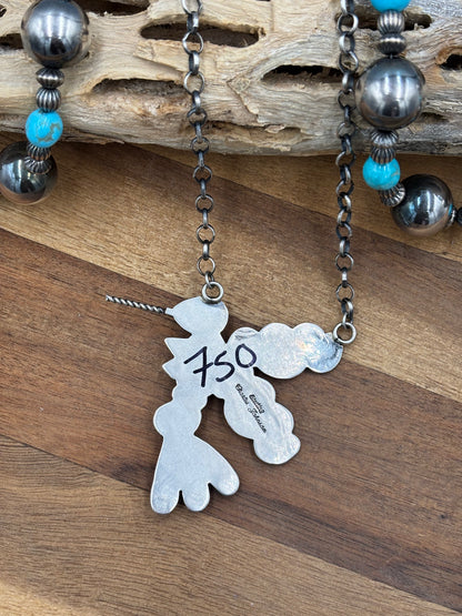 Sonoran Gold Turquoise #4 Hummingbird Necklace by Charles Johnson, Navajo